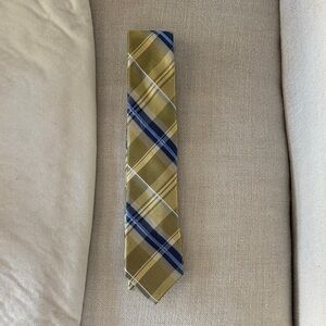Michael Kors Plaid Tie in Gold and Navy